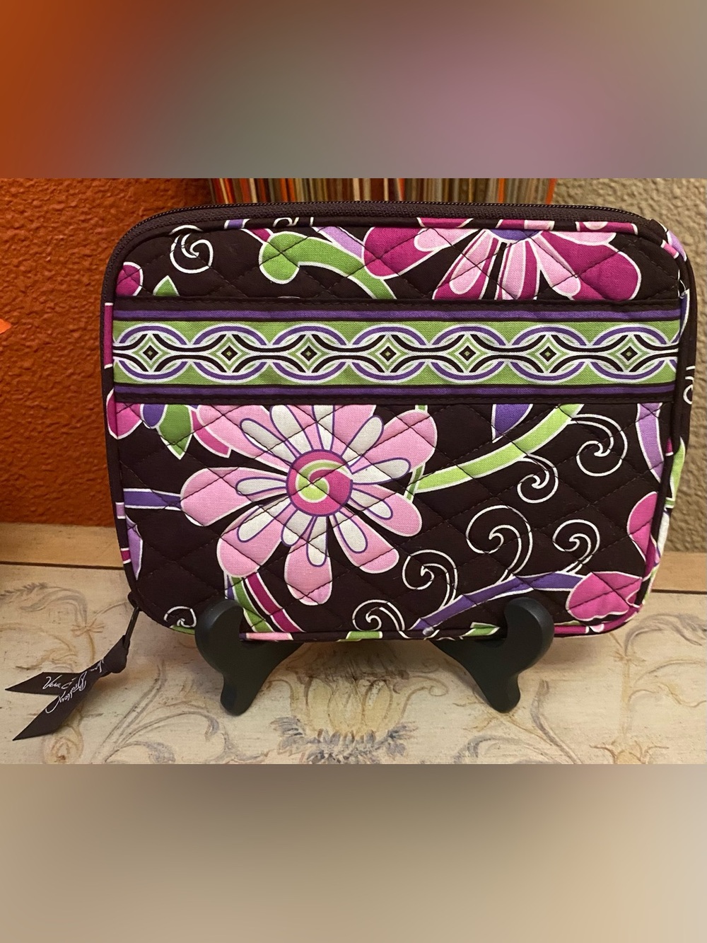 Vera Bradley -EUC- Retired Quilted Floral Tablet Sleeve in Pink, Green & Purple